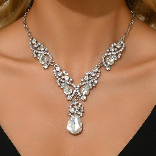 Zink Alloy Smycken Collier, guldfärg pläterade, mode smycken & med strass, fler färger för val, Säljs av PC