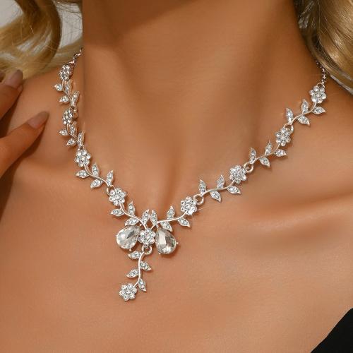 Zink Alloy Smycken Collier, guldfärg pläterade, mode smycken & med strass, fler färger för val, Säljs av PC