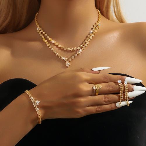 Micro zirconi Pave ottone Jewelry Set, placcato, gioielli di moda & Micro spianare cubic zirconia & con strass, nessuno, assenza di nichel,piombo&cadmio, Venduto da PC