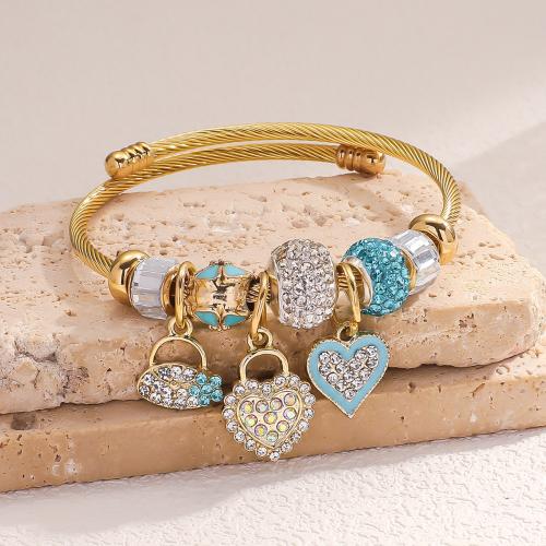 Pulseras Estilo Europeo, aleación de zinc, chapado en color dorado, Joyería & esmalte & con diamantes de imitación, más colores para la opción, Vendido por UD
