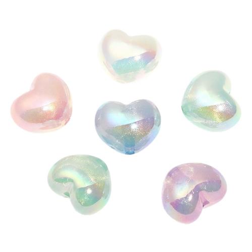 Miracle Akrylpärlor, Akryl, Hjärta, guldfärg pläterade, DIY & luminated, fler färger för val, 100PC/Bag, Säljs av Bag