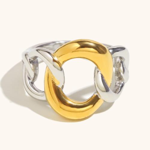 Stainless Steel Finger Ring 304 Stainless Steel plated & for woman & two tone & hollow Sold By PC