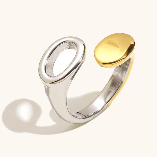 Stainless Steel Finger Ring 304 Stainless Steel plated & for woman & two tone & hollow Sold By PC