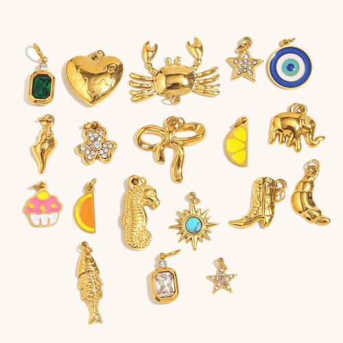 Stainless Steel Pendants 304 Stainless Steel 18K gold plated DIY & enamel Sold By PC