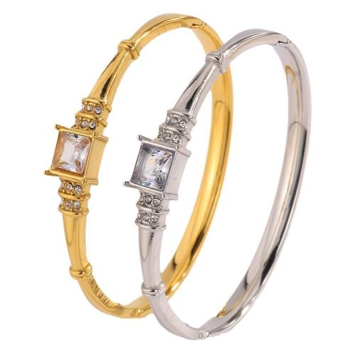 Acier inoxydable 304 bracelet ordinaire, Placage, bijoux de mode & unisexe & avec strass, plus de couleurs à choisir, Vendu par PC