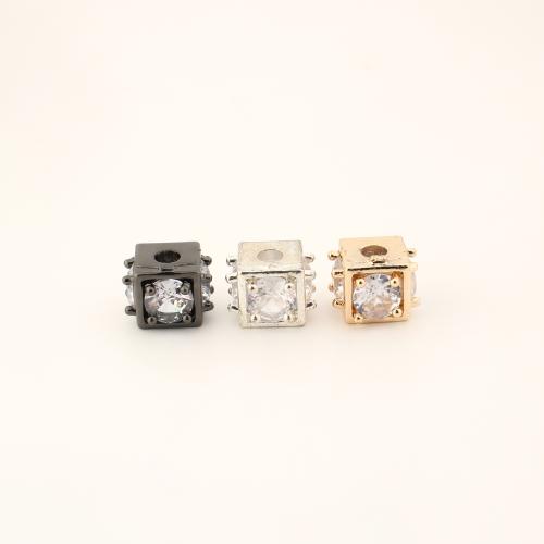 Cubic Zirconia Micro Pave Brass Pendant Square DIY & micro pave cubic zirconia Sold By PC