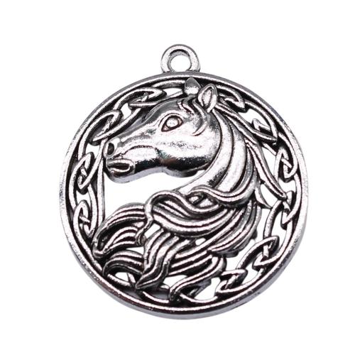 Zinc Alloy Animal Pendants Round plated DIY & hollow antique silver color Sold By PC