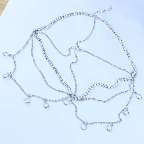 Zinc Alloy Head Chain with Crystal platinum color plated multilayer & for woman & with rhinestone Length Approx 50-60 cm Sold By PC