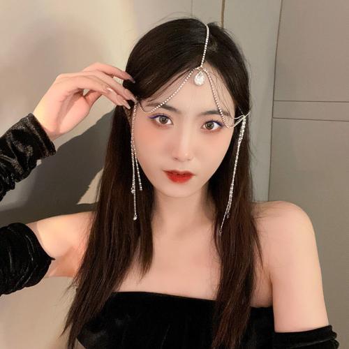 Cinko lydinys Galvos tinklas, su Krištolas, padengtą, daugiasluoksnės & moters & su Kalnų krištolas, daugiau spalvų pasirinkimas, Ilgis Apytiksliai 55 cm, Pardavė PC