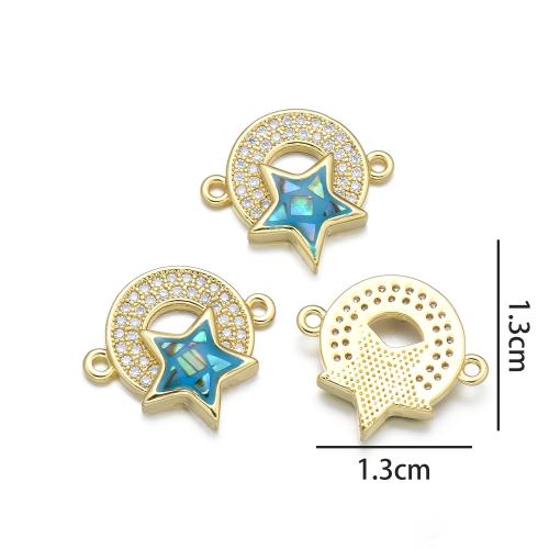 Zircon cubique Micro Pave laiton Connecteur, Placage de couleur d'or, DIY & pavé de micro zircon & émail & boucle de 1/1, plus de couleurs à choisir, protéger l'environnement, sans nickel, plomb et cadmium, 13x13mm, Vendu par PC