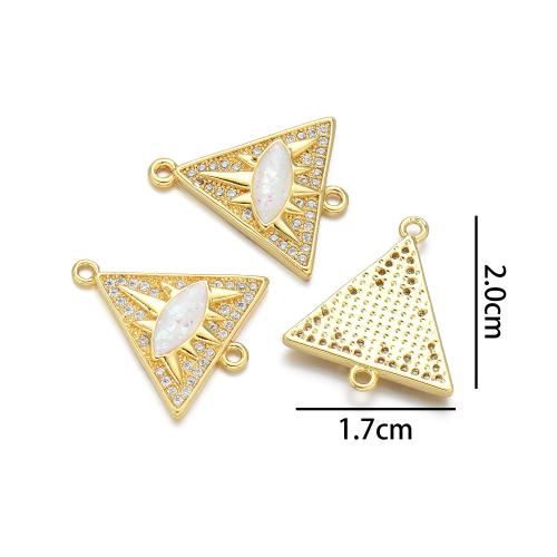 Zircon cubique Micro Pave laiton Connecteur, avec coquille blanche, Placage de couleur d'or, DIY & pavé de micro zircon & avec strass & boucle de 1/1, plus de couleurs à choisir, protéger l'environnement, sans nickel, plomb et cadmium, Vendu par PC