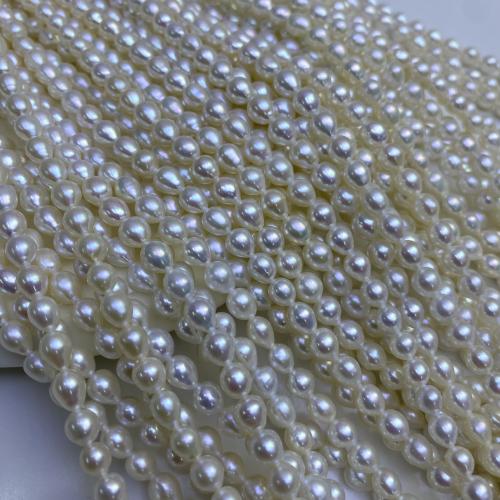 Natural de água doce pérolas pérolas soltas, Pérolas de água doce, Lágrima, DIY, branco, 4-6mm, vendido para 38 cm Strand