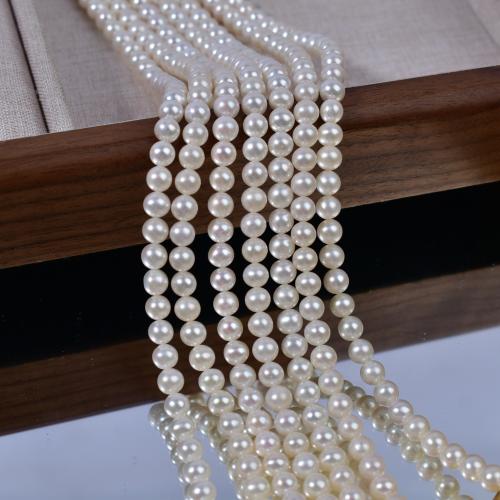 Natural Freshwater Pearl Loose Beads Slightly Round DIY white 5-6mm Sold Per 40 cm Strand
