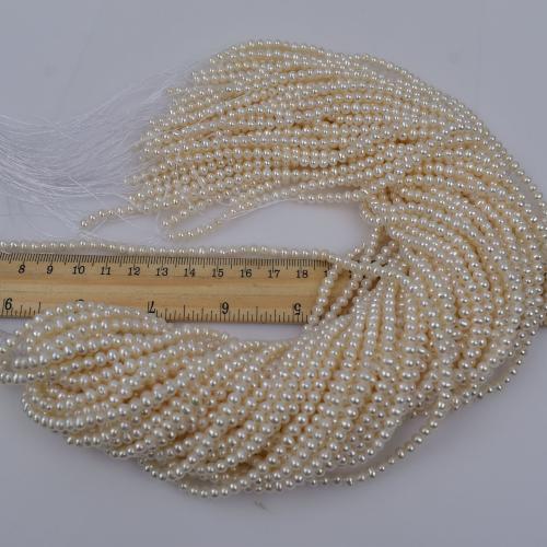 Perline perle d'acqua dolce naturale, perla d'acquadolce coltivata naturalmente, Ovale, DIY, bianco, 3-4.5mm, Venduto per 37 cm filo