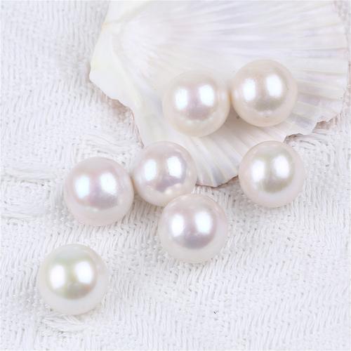 Kulaté kultivované sladkovodní perle, Sladkovodní Pearl, Kolo, DIY, bílý, 14-15mm, Prodáno By Pair