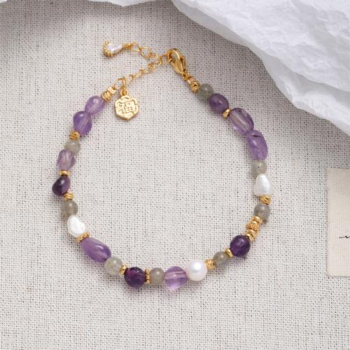 Bracelet en perles de culture d'eau douce, laiton, avec Pierre naturelle & perle d'eau douce cultivée, Placage, bijoux de mode & pavé de micro zircon, plus de couleurs à choisir, protéger l'environnement, sans nickel, plomb et cadmium, 250x13x13mm, Longueur 18 cm, Vendu par PC