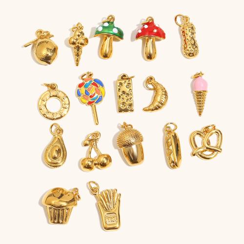 Jóias Pingentes de aço inoxidável, Aço inoxidável 304, 18K banhado a ouro, DIY & Vario tipos a sua escolha & esmalte, vendido por PC