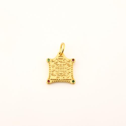 Cubic Zirconia Micro Pave Brass Pendant DIY & micro pave cubic zirconia golden Sold By PC