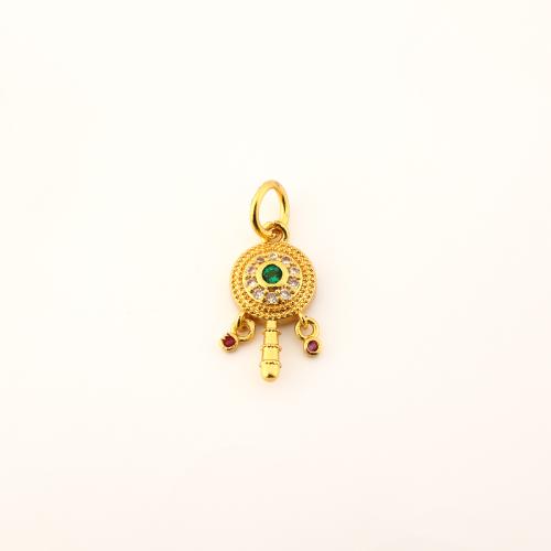 Cubic Zirconia Micro Pave Brass Pendant DIY & micro pave cubic zirconia golden Sold By PC