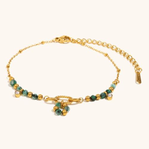 Bracelets de pierres précieuses, Acier inoxydable 304, avec Pierre naturelle, Plaqué or 18K, bijoux de mode & pour femme & avec strass, Vendu par PC
