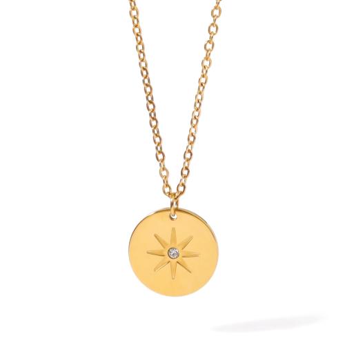 Stainless Steel Jewelry Necklace 304 Stainless Steel with Crystal 18K gold plated fashion jewelry & for woman Sold By PC