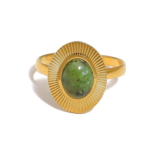 Gemstone Finger Ring, Aço inoxidável 304, 18K banhado a ouro, joias de moda & materiais diferentes para a escolha & para mulher, vendido por PC