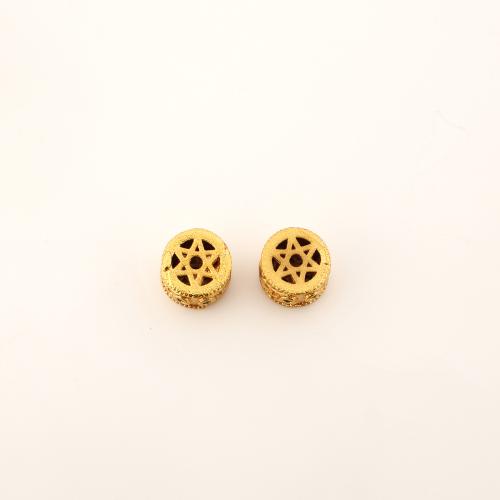Brass Beads Round DIY & micro pave cubic zirconia & hollow golden Sold By PC