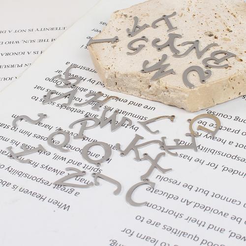 Rostfritt stål Häng Brev, 304 rostfritt stål, Alfabetsbokstav, silver pläterad, DIY, silver, Säljs av PC