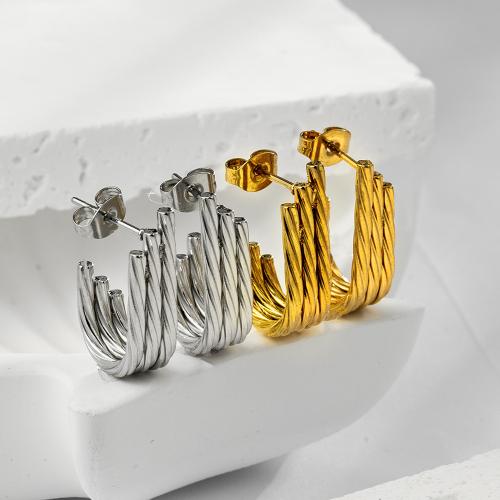 Roestvrij staal Stud Earrings, 304 roestvrij staal, plated, mode sieraden, meer kleuren voor de keuze, Verkocht door pair