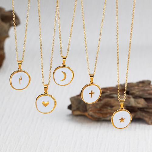 Stainless Steel Jewelry Necklace 304 Stainless Steel with Shell plated fashion jewelry Sold By PC