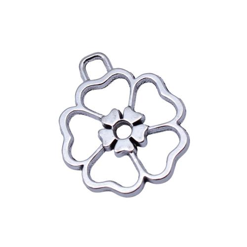 Zinc Alloy Flower Pendants plated DIY & hollow antique silver color Sold By PC