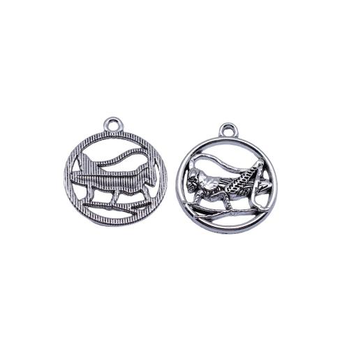 Zinc Alloy Animal Pendants Round plated DIY & hollow antique silver color Sold By PC