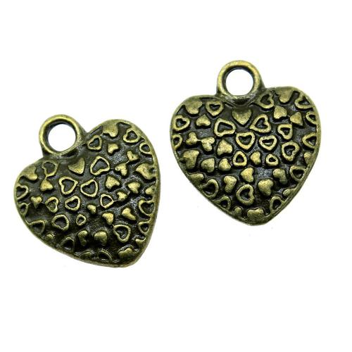 Zink Alloy Hjärta Hängen, plated, DIY, antik brons färg, Säljs av PC