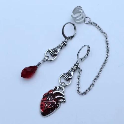 Zinc Alloy Drop Earring with Crystal Heart plated & for woman & enamel 60mm Sold By Pair