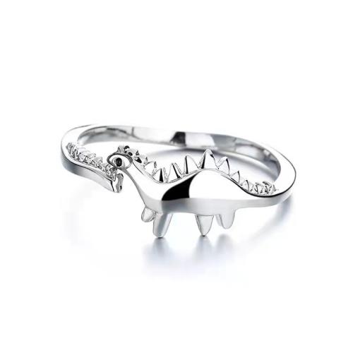 liga de zinco Cuff Ring Finger, Dragão, banho de cor prata antiga, unissex & Vario tipos a sua escolha, tamanho:7, vendido por PC