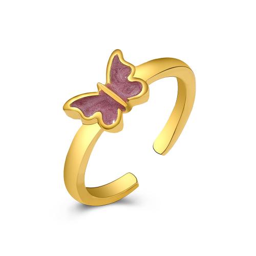 liga de zinco Cuff Ring Finger, Borboleta, banhado, para mulher & esmalte, Mais cores pare escolha, tamanho:6, vendido por PC