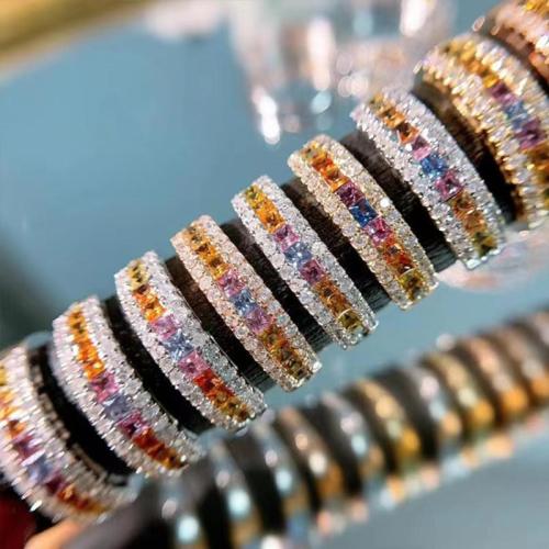 liga de zinco Cuff Ring Finger, banhado, unissex & com strass, Mais cores pare escolha, tamanho:8, vendido por PC