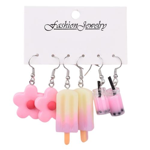 Acrylic Earring Set with Zinc Alloy fashion jewelry & for woman earring length 30-65mm Sold By Set