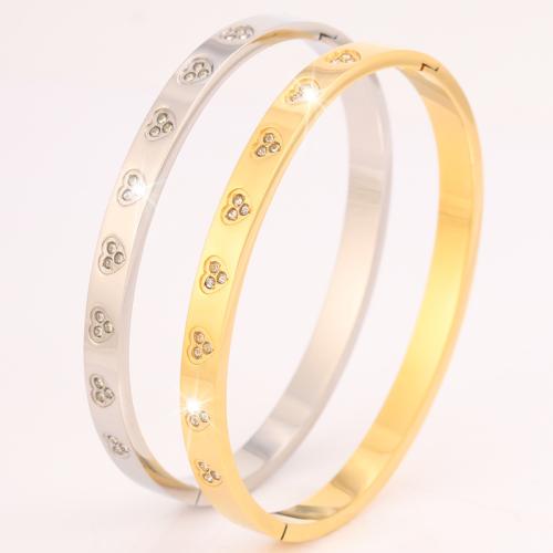 Bracelet en acier inoxydable, Acier inoxydable 304, Placage, bijoux de mode & unisexe & avec strass, plus de couleurs à choisir, Vendu par PC