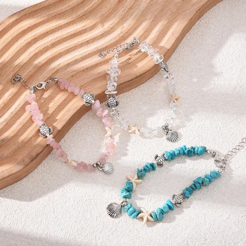 Bracelets de pierres précieuses, alliage de zinc, avec Pierre naturelle & coquille, bijoux de mode & unisexe, plus de couleurs à choisir, Vendu par PC