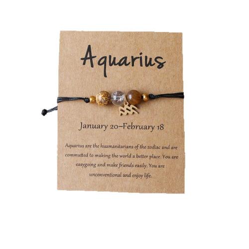 Bracelets de pierres précieuses, Acier inoxydable 304, avec Cordon de noeud & Pierre naturelle, fait à la main, poli & constellation bijoux & unisexe, Longueur Environ 16-26 cm, Vendu par PC
