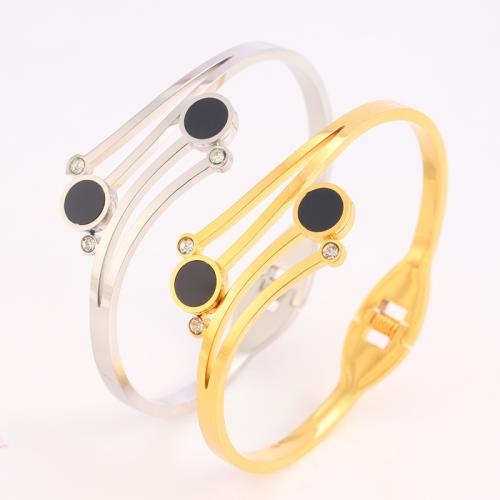 Bracelet en acier inoxydable, Acier inoxydable 304, avec Acrylique, Placage, pour femme & avec strass & creux, plus de couleurs à choisir, Vendu par PC