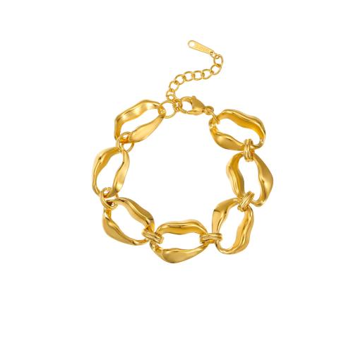 Bijoux bracelet en acier inoxydable, Acier inoxydable 304, Plaqué or 18K, bijoux de mode & pour femme & creux, Vendu par PC