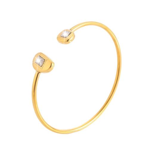 Bracelet en acier inoxydable, Acier inoxydable 304, Plaqué or 18K, bijoux de mode & pour femme & avec strass, Vendu par PC