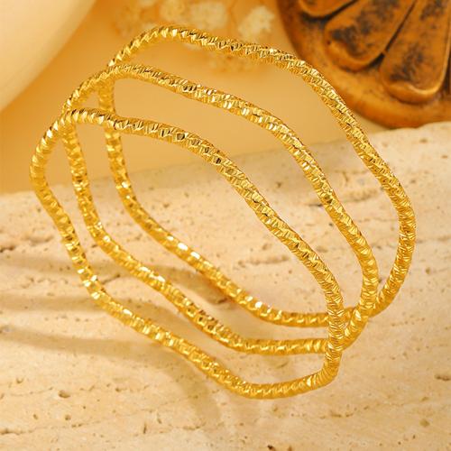 Bracelet en acier inoxydable, Acier inoxydable 304, Placage, trois pièces & modèles différents pour le choix & pour femme, doré, Vendu par fixé