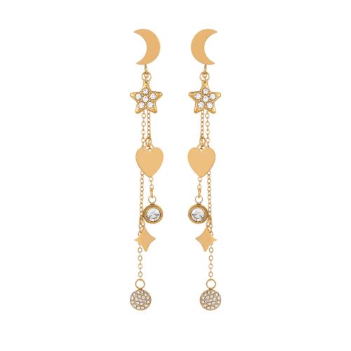 304 Edelstahl Troddel Ohrring, 18K vergoldet, Modeschmuck & für Frau & mit Strass, verkauft von Paar