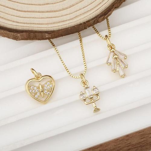 Cubic Zirconia Micro Pave bronze Pingente, cobre, banhado, DIY & micro pavimento em zircônia cúbica, Mais cores pare escolha, níquel, chumbo e cádmio livre, vendido por PC