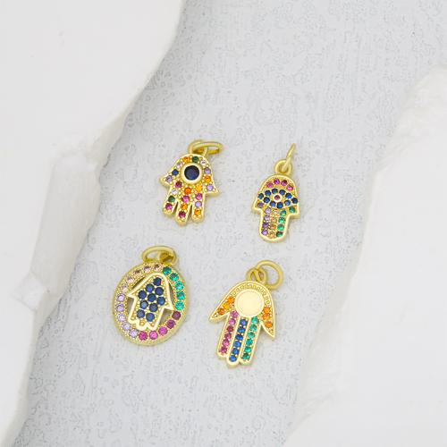 Cubique Pendentif en laiton zircon pavent, Placage, DIY & pavé de micro zircon, doré, protéger l'environnement, sans nickel, plomb et cadmium, Vendu par PC