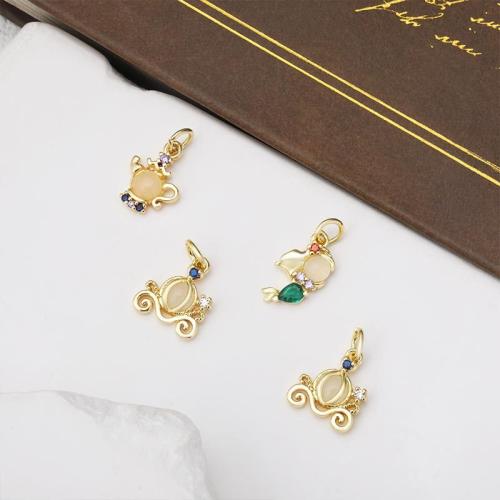 Cubique Pendentif en laiton zircon pavent, Placage, DIY & pavé de micro zircon, doré, protéger l'environnement, sans nickel, plomb et cadmium, Vendu par PC