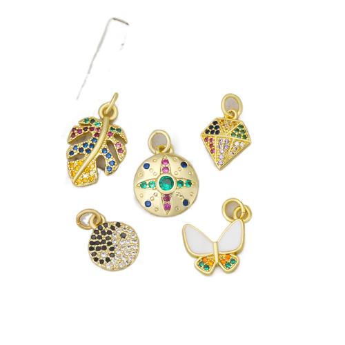 Cubique Pendentif en laiton zircon pavent, Placage, DIY & pavé de micro zircon, doré, Vendu par PC